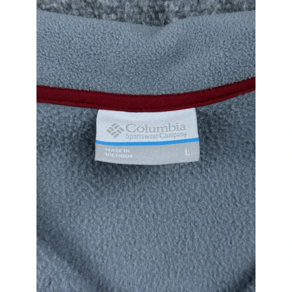 Columbia‎ Mens Fleece Snap Pullover Foster Creek Gray Black Red Sweatshirt Large - Picture 5 of 11